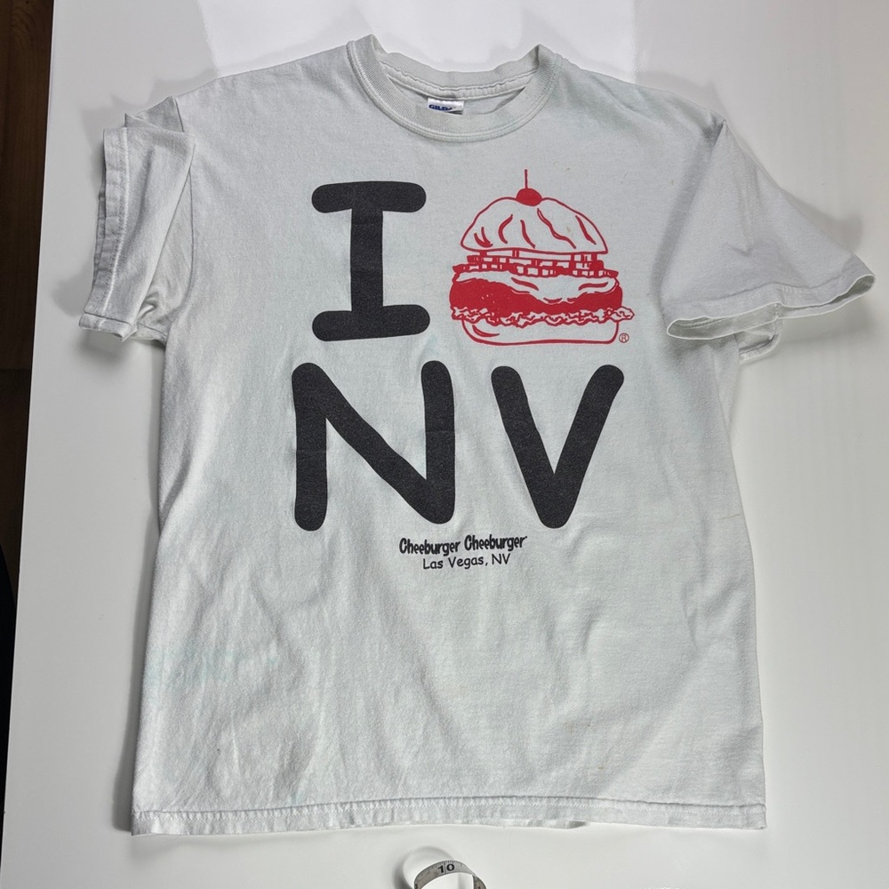 I 🍔 LV Cheeseburger Cheeseburger White Tee Las Vegas Nevada
